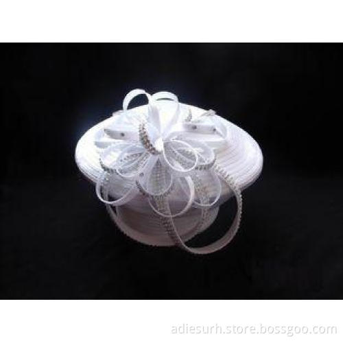 Elegant White Big Mushroom Crown Ladies' Church Hats , Sati